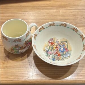 Royal Doulton Bunnykins  6-inch porridge bowl and a 1-handled mug vintage